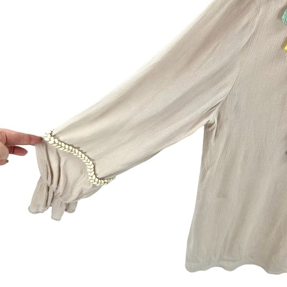 Soft Surroundings Clementine Tassel Tunic Top Womens Large Boho Beachy Gauze - Picture 8 of 13